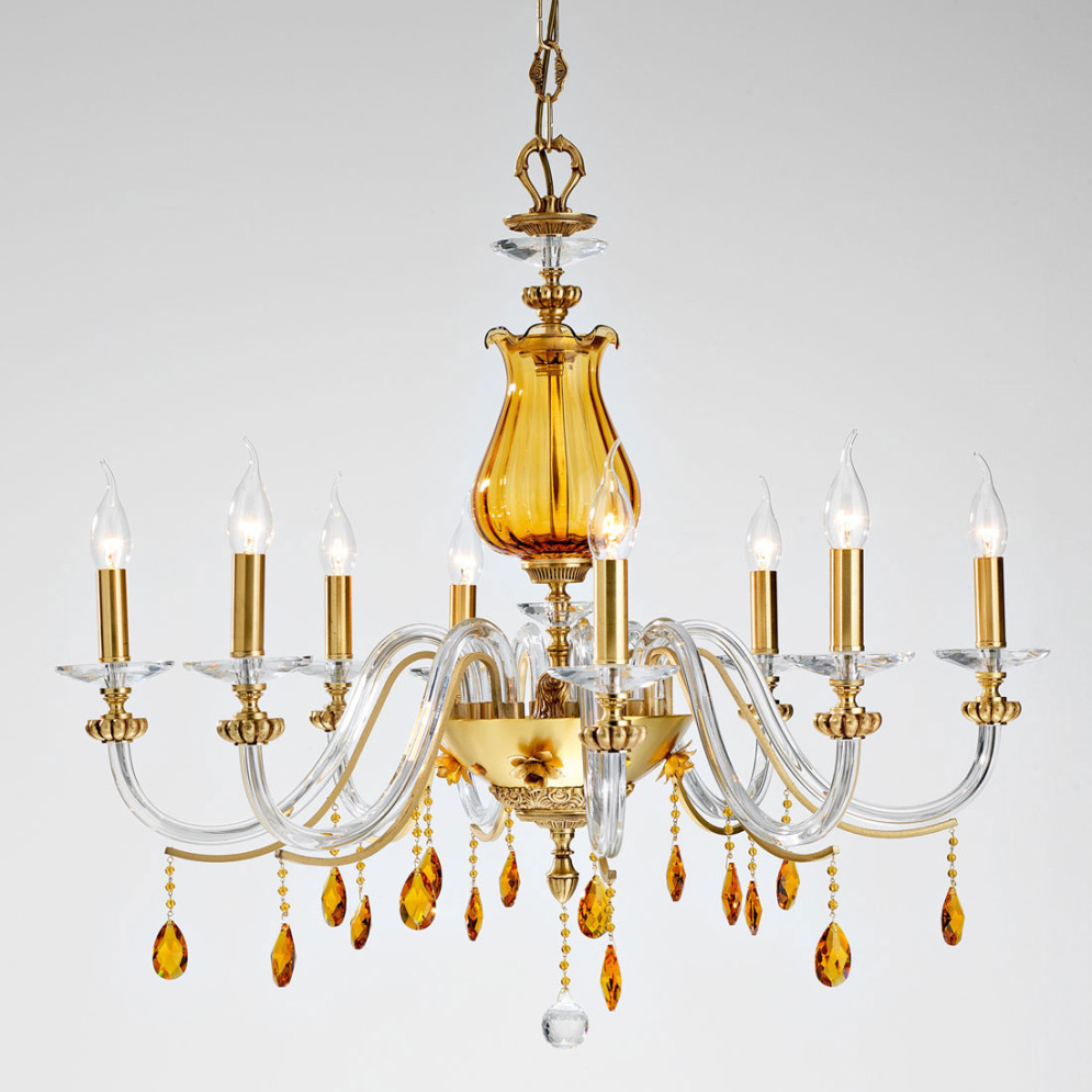 Люстра Euroluce Flora L6 gold Amber