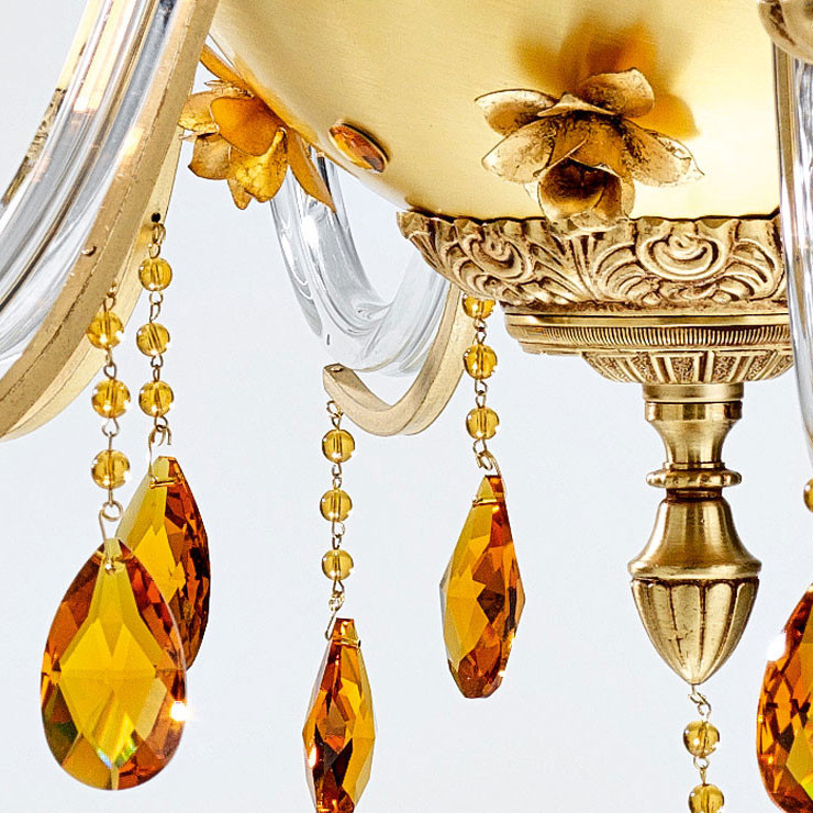 Люстра Euroluce Flora L6 gold Amber