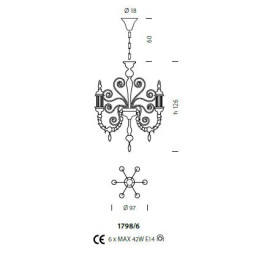 Люстра Sylcom Bucintoro 1798/6 PA BL.CR