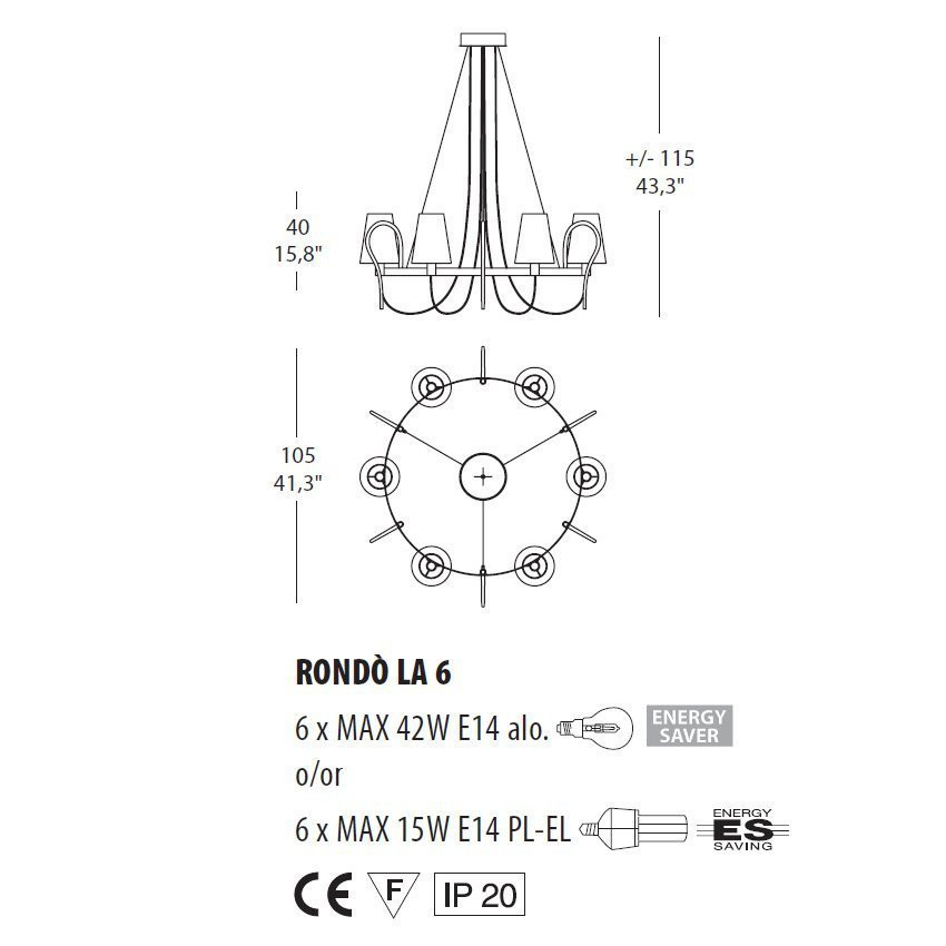 Люстра Evi Style Rondo&#039; LA6 ES0181LA04BIAL
