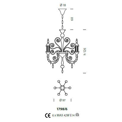 Люстра Sylcom Bucintoro 1798/6 PO CR.O