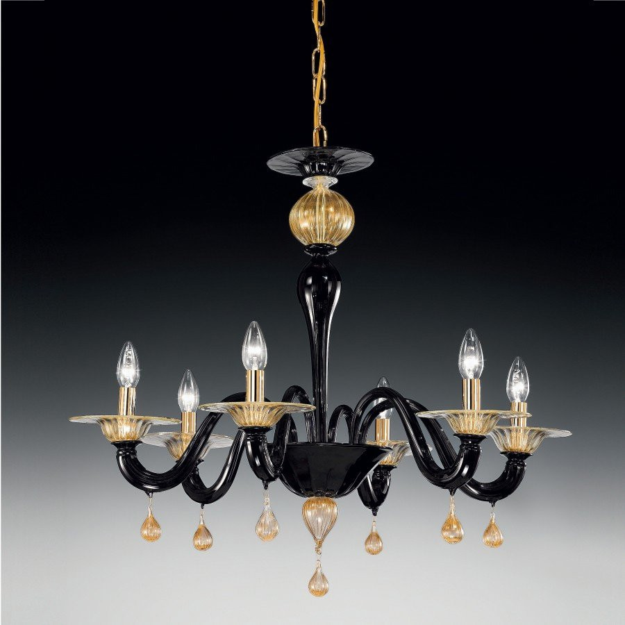Люстра Vetri Lamp 927/6 Nero/Oro 24Kt