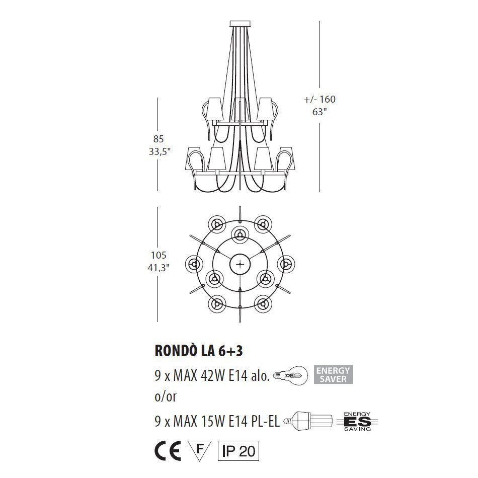 Люстра Evi Style Rondo&#039; LA6+3 ES0182LA04AVAL
