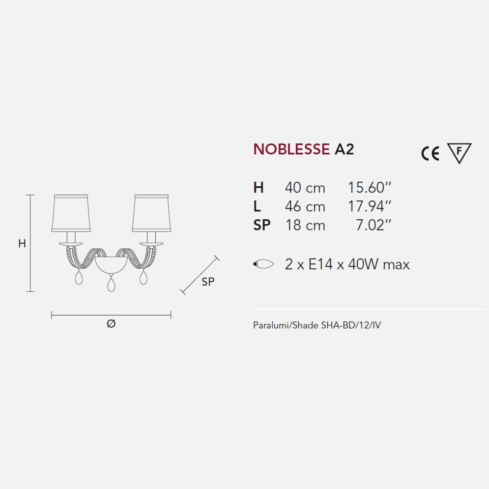Бра Masiero Noblesse A2 V97 / SHA/12/WH