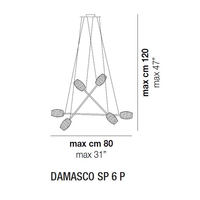 Подвесной светильник Vistosi Damasco SP 6 P ALO CR/CR NI