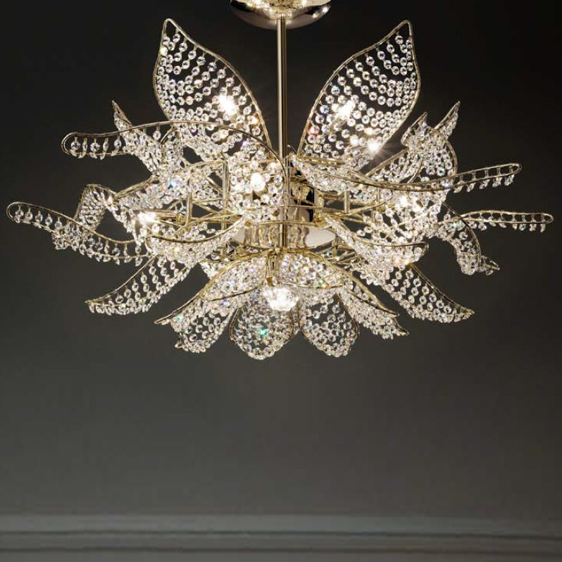 Потолочный светильник IDL Ninfea 436/10+1PF Gold Swarovski