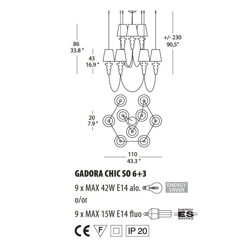 Люстра Evi Style Gadora Chic SO 6+3 ES0625SO04CRAL