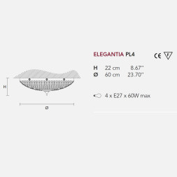 Потолочный светильник Masiero Elegantia PL4 G03-G05 Cut crystal
