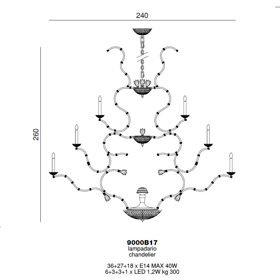 Люстра Beby Queen of Roses 9000B17 Light gold Cut Almond