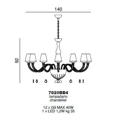 Люстра Beby Group Pure 7820BB4 Chrome Silver Cortina Black Lilac