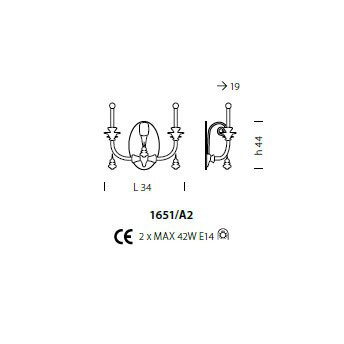 Бра Sylcom Impero 1651/A2 ARG FU + TOP 1648 ARG