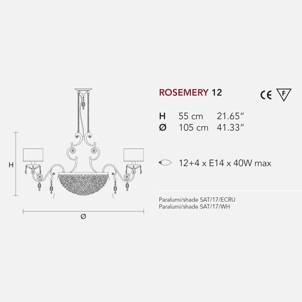 Люстра Masiero Rosemery 12 /V97/ SAT/17/WH