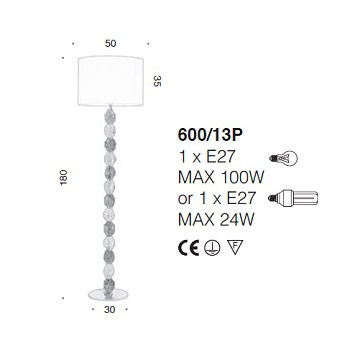 Торшер IDL Charme 600/13P steel ivory tr+green