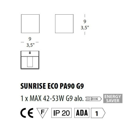 Настенный светильник Morosini Sunrise ECO SUNRISE ECO PA90 G9 0591PA01SAAL