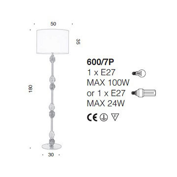 Торшер IDL Charme 600/7P steel ivory tr+green