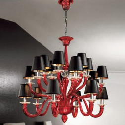 Люстра Vetri Lamp 1151/6+6+6 Rosso/Cristallo/Nero