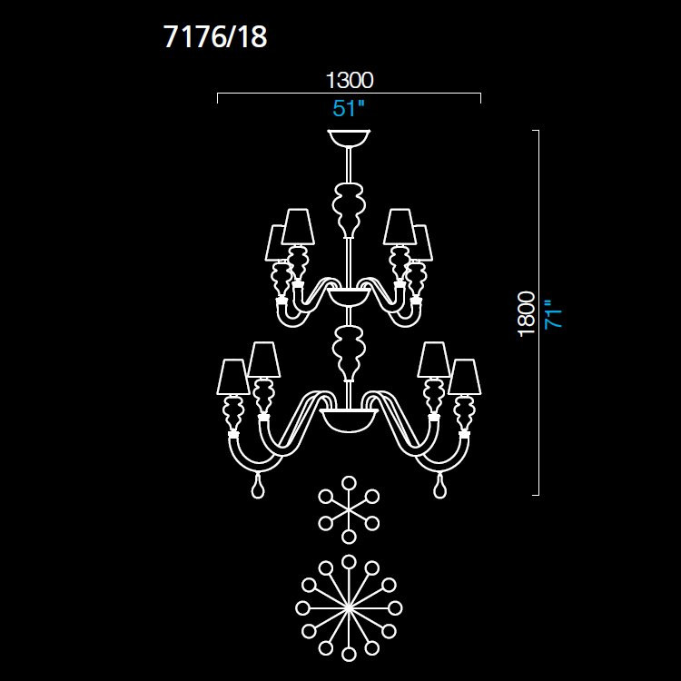 Люстра Barovier&amp;Toso Ran Round 7176/18/RS/NN