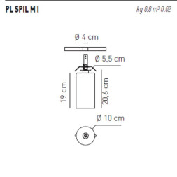 Потолочный светильник Axo Light Spillray PL SPIL M I Grigio PLSPILMIGRCR12V