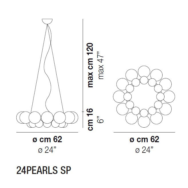 Подвесной светильник Vistosi 24pearls SP ALO BC/CM CR