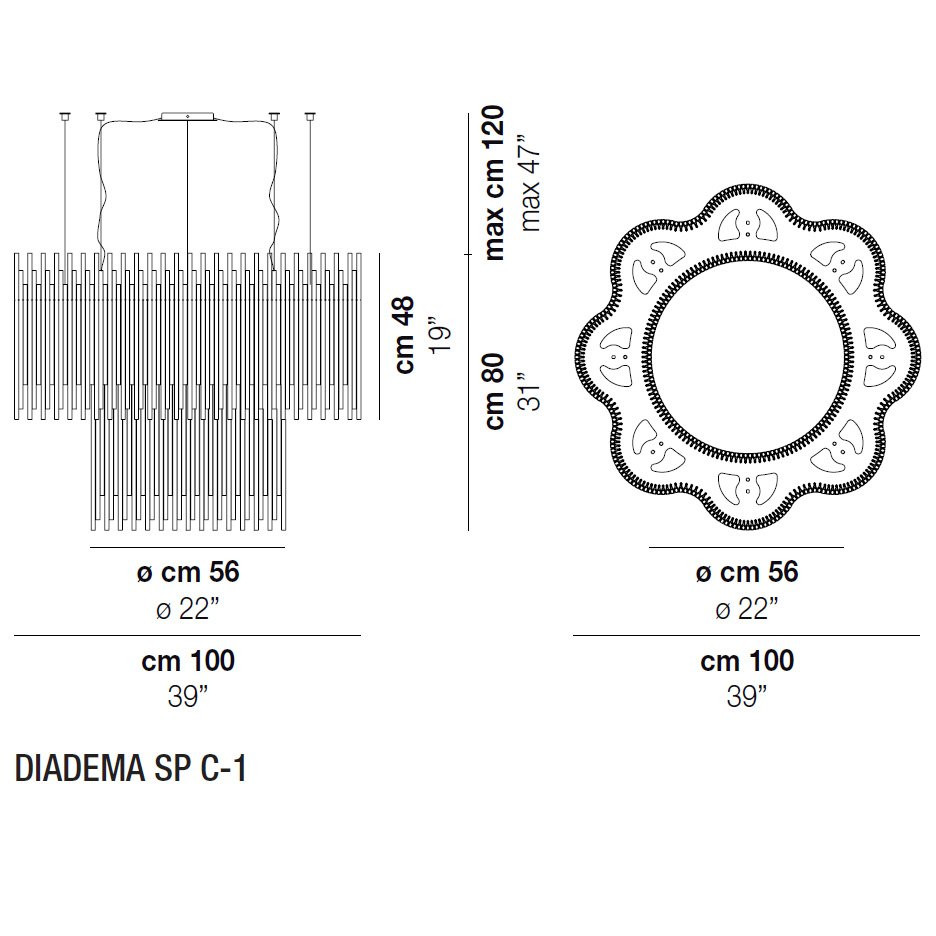 Подвесной светильник Vistosi Diadema SP C-1 E27 CR CR