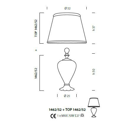 Настольная лампа Sylcom Scrigno 1462/52 K BL + TOP 1462/52 ARG