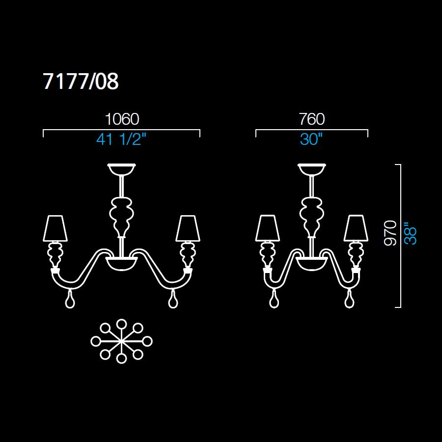 Люстра Barovier&amp;Toso Ran Round 7177/08/AQ/BB