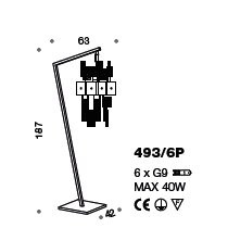 Торшер IDL Crystalline 493/6P red