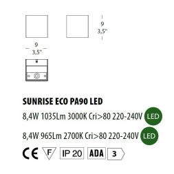 Настенный светильник Morosini Sunrise ECO PA90 LED 0591PA07SVL2