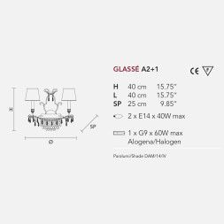Бра Masiero Glasse A2+1 G01 / DAM/14/IV Swarovski elements