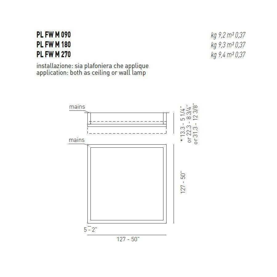 Потолочный светильник Axo Light Lightecture Framework PL FW M 090 PLFWM090FLEBCXX