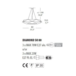 Подвесной светильник Morosini Diamond SO80 0460SO06BIIN