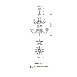 Люстра Sylcom Pisani 1431/10+5 D AV.ORO