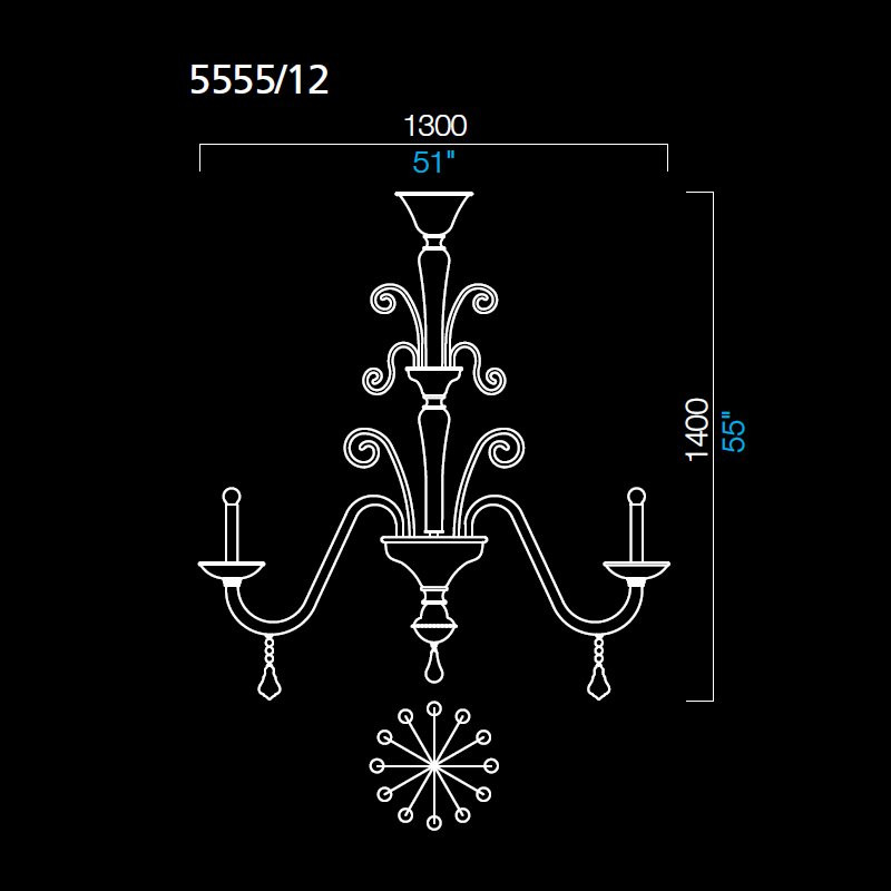 Люстра Barovier&amp;Toso Izmir 5555/12/CC
