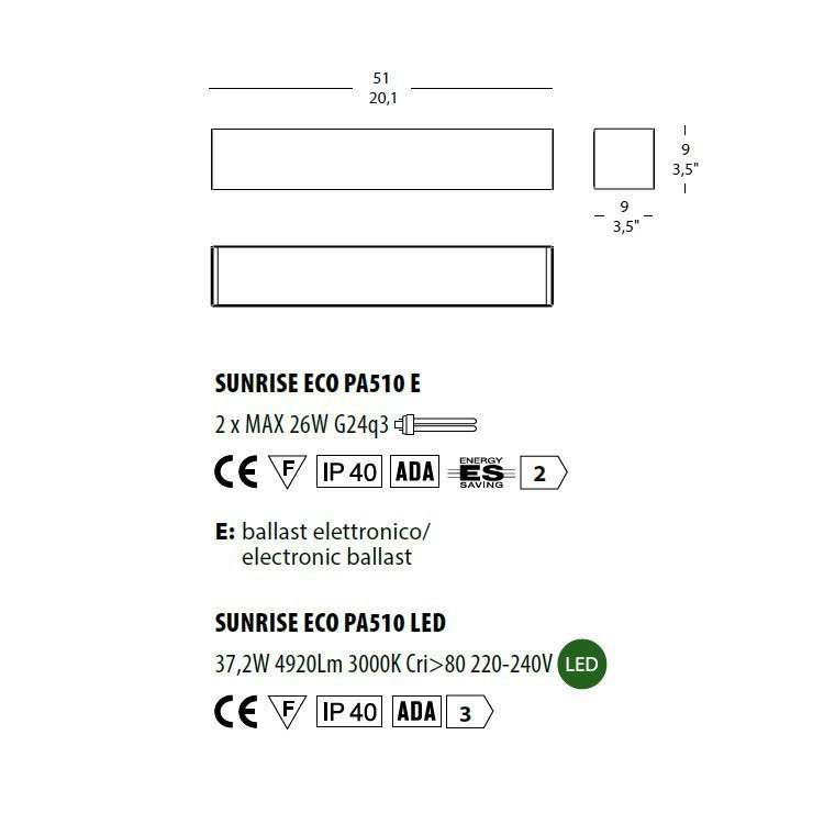Настенный светильник Morosini Sunrise ECO SUNRISE ECO PA510 LED 0594PA01SAL3