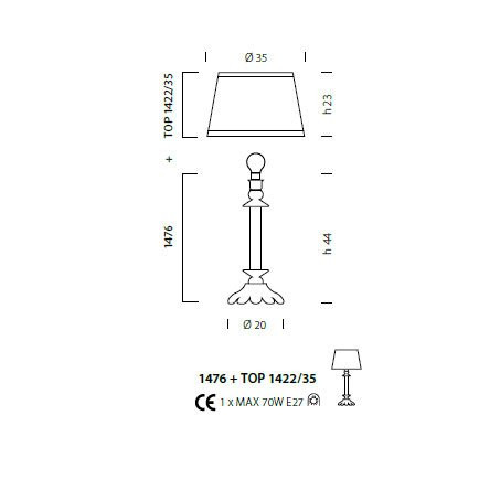 Настольная лампа Sylcom Scrigno 1476 CP PO CR.ORO + TOP 1422/35 ORO