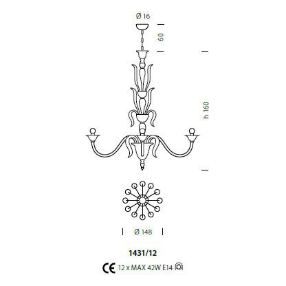 Люстра Sylcom Pisani 1431/12 K BL.CR