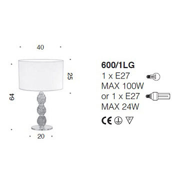 Настольная лампа IDL Charme 600/1LG black nickel ivory tr