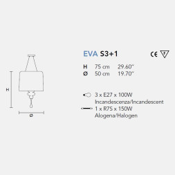 Подвесной светильник Masiero Eva S3+1 F01