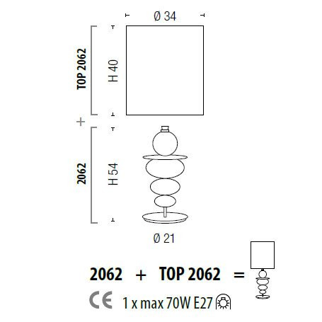 Настольная лампа Sylcom Street 2062 K FU + TOP 2062 BIA