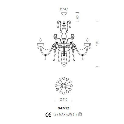 Люстра Sylcom Dandolo 947/12 K AMT