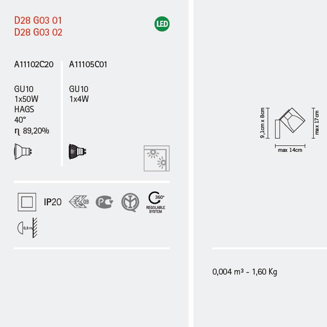 Спот (точечный светильник) Fabbian Cubetto White Glass D28 G03 01