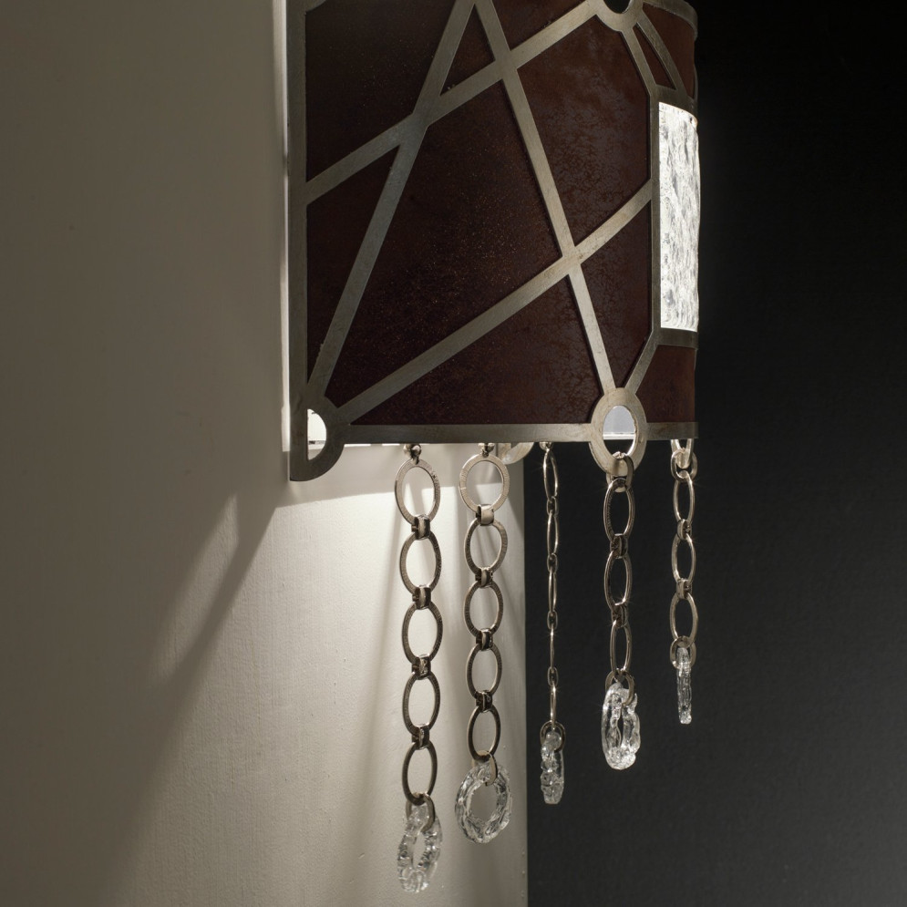 Настенный светильник Masca Vision 1877/A1 Argento patinato / Brown leather