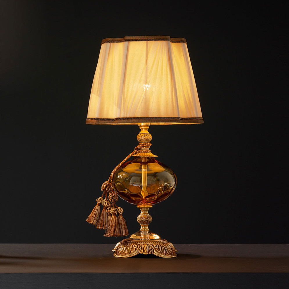 Настольная лампа Euroluce Teseo LP1 gold Amber