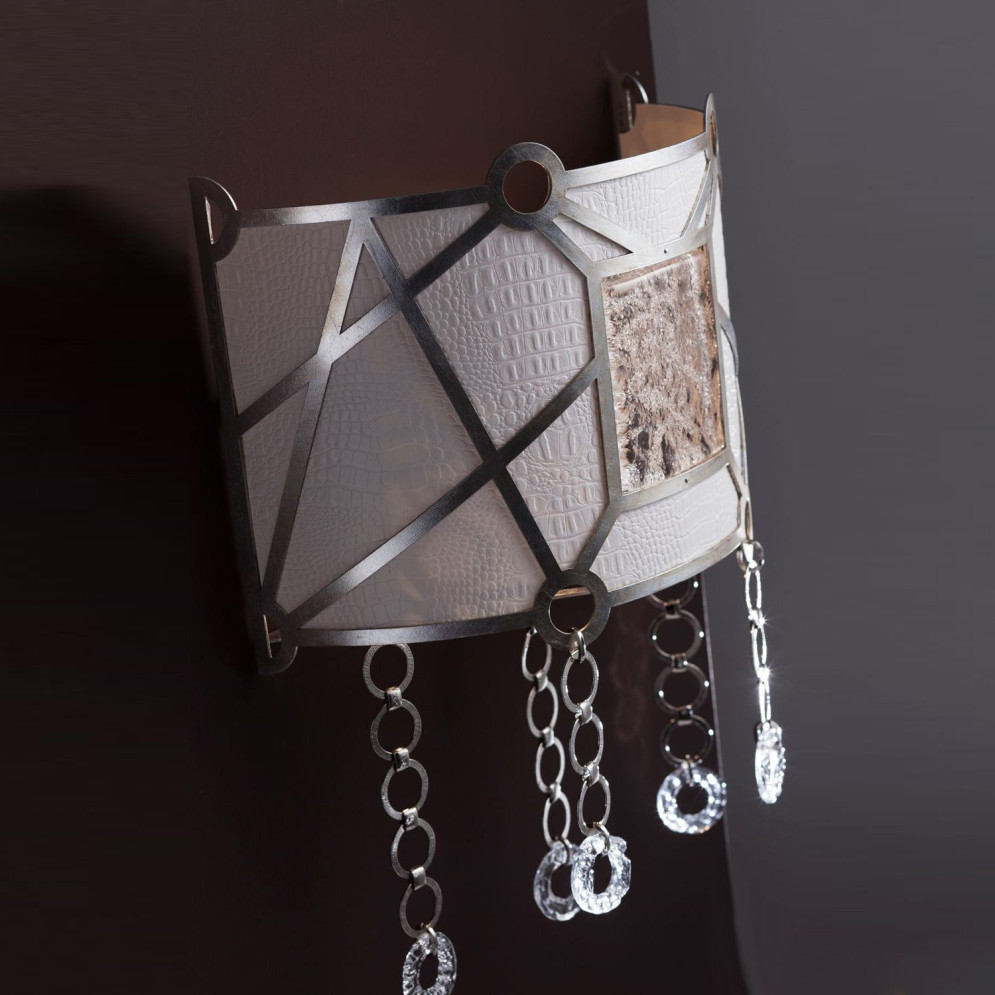 Настенный светильник Masca Vision 1877/A1 Argento patinato / White leather