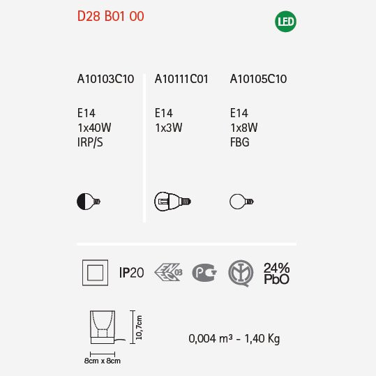 Настольная лампа Fabbian Cubetto Crystal Glass D28 B01 00