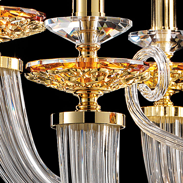 Люстра Euroluce Atalia L8+4 gold Amber