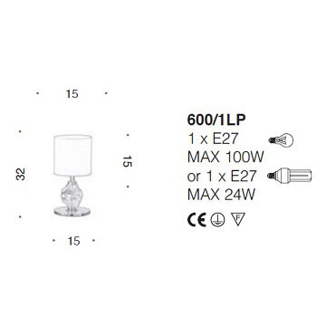 Настольная лампа IDL Charme 600/1LP steel ivory blue