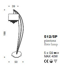 Торшер IDL Crystal blade 512/5P black aubergine