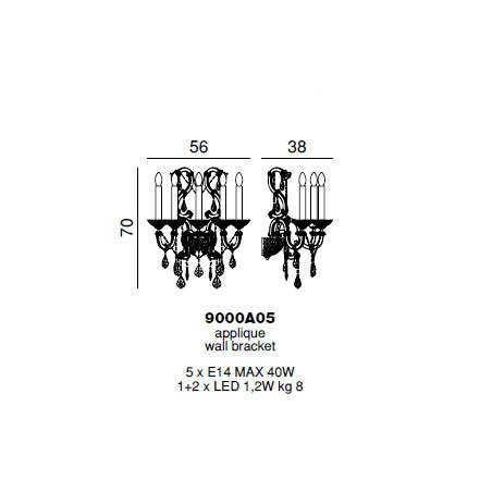 Бра Beby Group Queen of Roses 9000A05 Chrome SW Bluino
