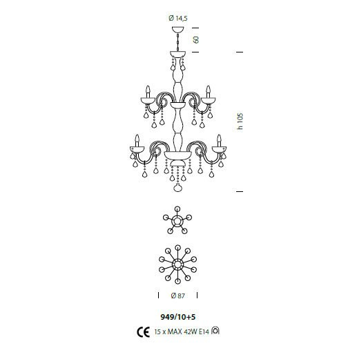 Люстра Sylcom Dandolo 949/10+5 K AMT